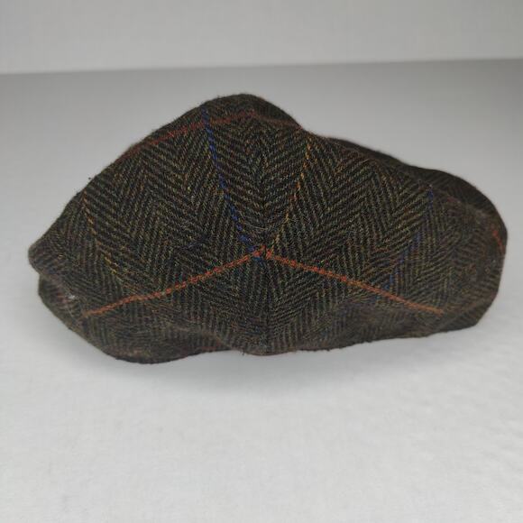 BARBOUR Unisex Cheviot Flat Cap in Olive Herringbone Size Small NWOT - Picture 7 of 8